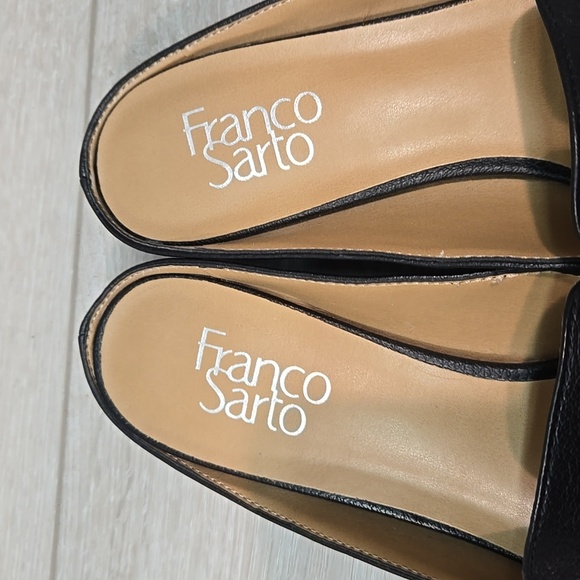 Franco Sarto Anthropologie Women's  Sela Black Leather Mules Pointed Toe Sz 8M - Picture 5 of 11